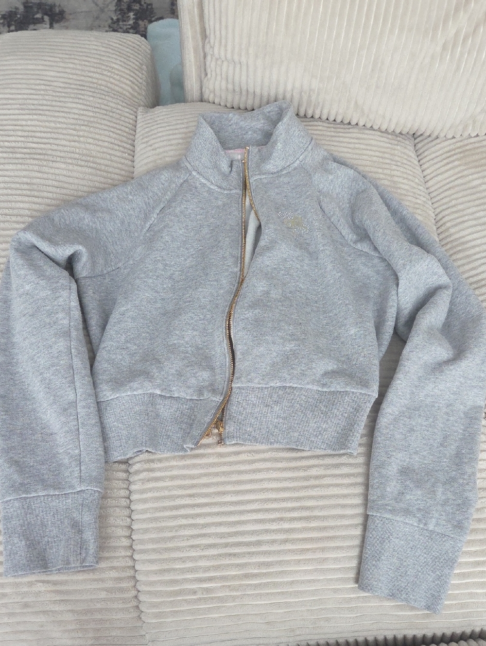 VS/Pink Cropped Gray Sweater